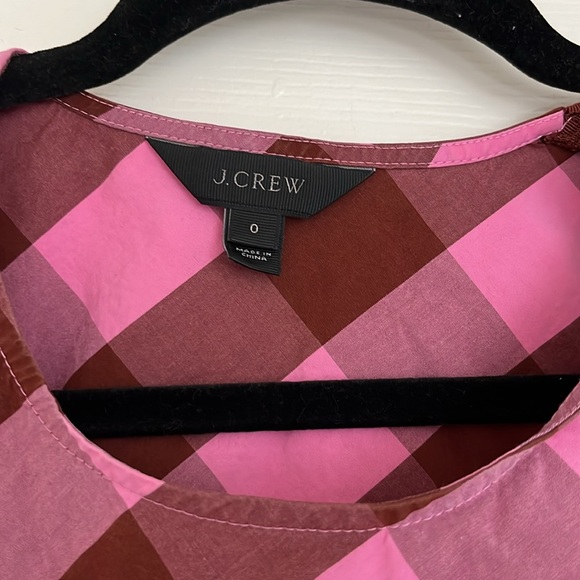 J.CREW Pink Bow-Shoulder Gingham Check Plaid Tank - Picture 5 of 7